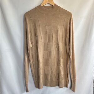Vintage Alberto Celini size XL 100% silk beige/tan sweater textured grid pattern
